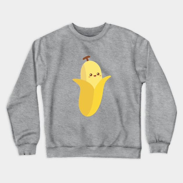 Cute Happy Banana Fruit Crewneck Sweatshirt by rustydoodle